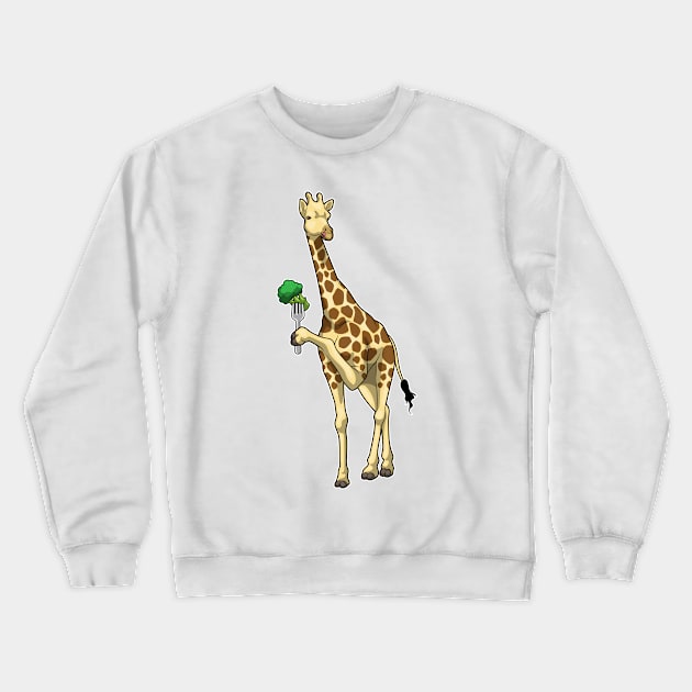 Giraffe Broccoli Vegetables Crewneck Sweatshirt by Markus Schnabel